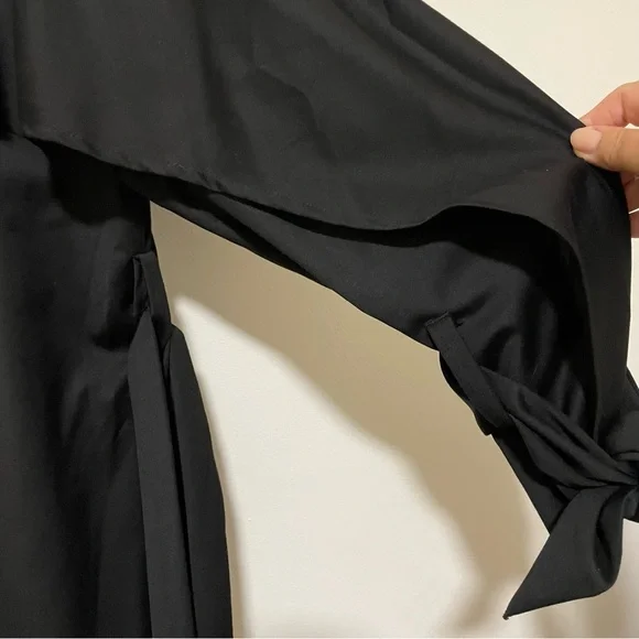 Walter Baker Coat Black Bottoms Pockets Belt Size Large - Picture 5 of 9